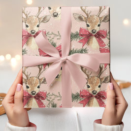 Cute Hjort med Red Bow-Neutralten jul Presentpapper
