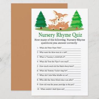 Cute Hjort Nursery Rhyme Quiz babyduschspel