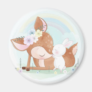 Cute Hjort och Bunny Magnet