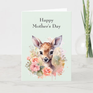 Cute Hjort omgiven av Ro Mors dag-kort Helgkort
