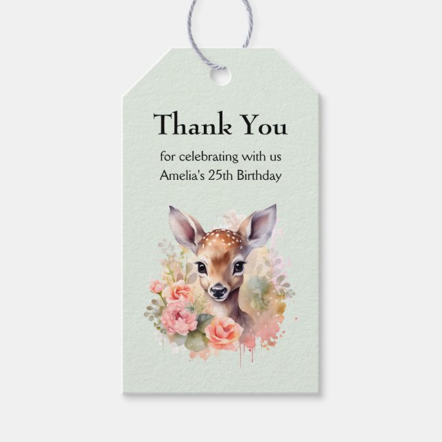 Cute Hjort omgiven av Ro Tack Presentetikett (Framsidan)