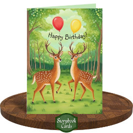 Cute Hjort par Forest Storybook Art Birthday Kort