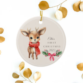 Cute Hjort Personlig Kid`S Första jul Julgransprydnad Keramik