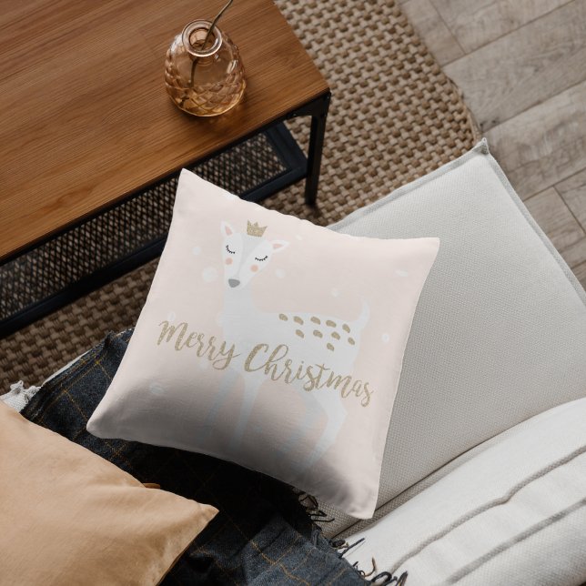 Cute Hjort |  ROSA | Jul Kudde (Skapare uppladdad)