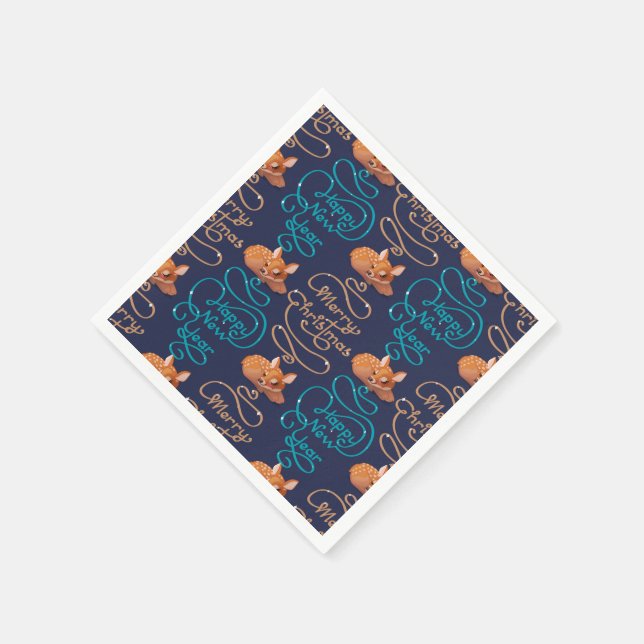 Cute Hjort Typography, nyår God jul Pappersservett (Hörn)