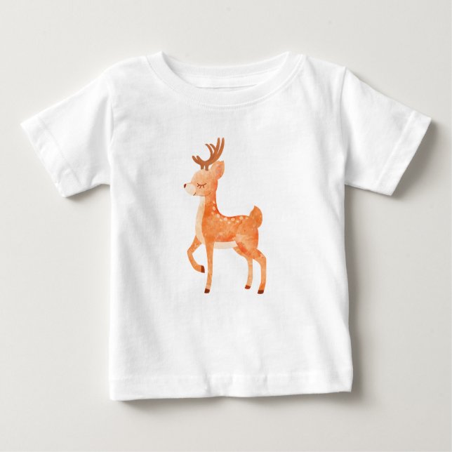 Cute-hjort, vattenfärg t shirt (Framsida)