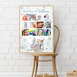 Cute Hjort Winter First Year Photo Milestone Poste Poster
