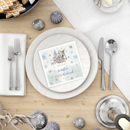 Cute Hjort Winter Onederland Boy Birthday Pappersservett