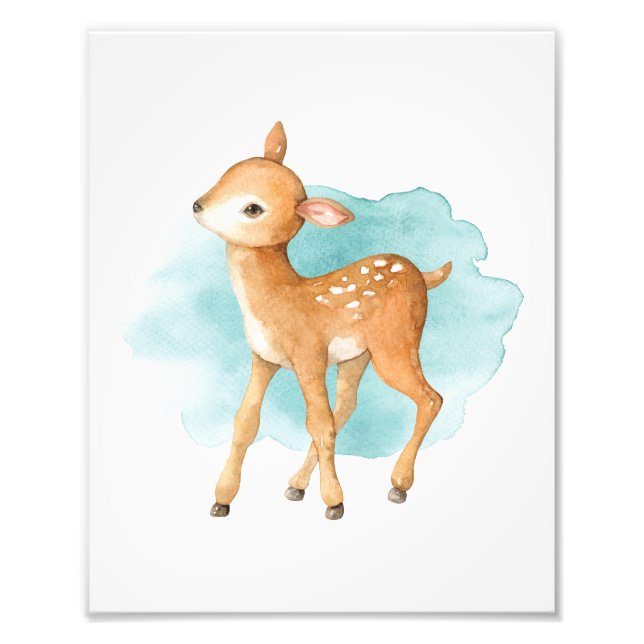Cute Hjort Woodland Baby Shower Animal Birday Fototryck (Framsidan)