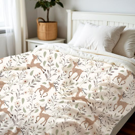 Cute Hjort Woodland Neutralt Nursery Kids Room Cre Fleecefilt