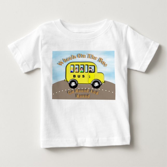 Cute Hjul på den persoonaliserade Barnen Buss över Tee Shirt (Framsida)