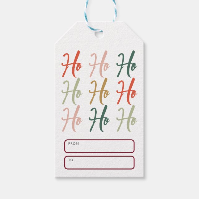 Cute Ho Ho Ho Brush Calligraphy Christmas Presentetikett (Framsidan)