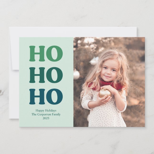 Cute Ho Ho Retro-typ jul | GRÖNT Julkort (Framsida)