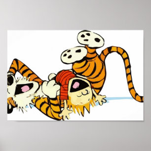 Cute Hobbes Laughing on Ground Artwork Tshirts Poster