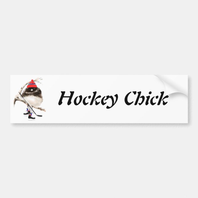 Cute Hockey Chick, Sport Bird Bildekal (Framsidan)