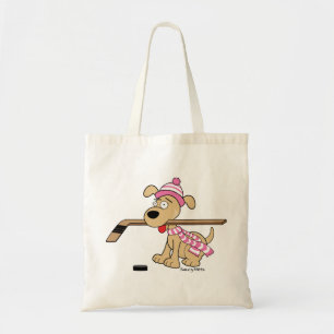 Cute Hockey Hund Girls Rosa Hockey Kids Youth Tygkasse