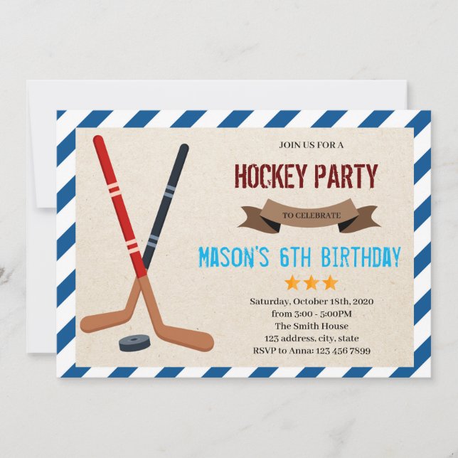 Cute hockey Party-inbjudan Inbjudningar (Framsida)