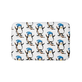 Cute Hockey Penguin med Hockey Stick Badrumsmatta