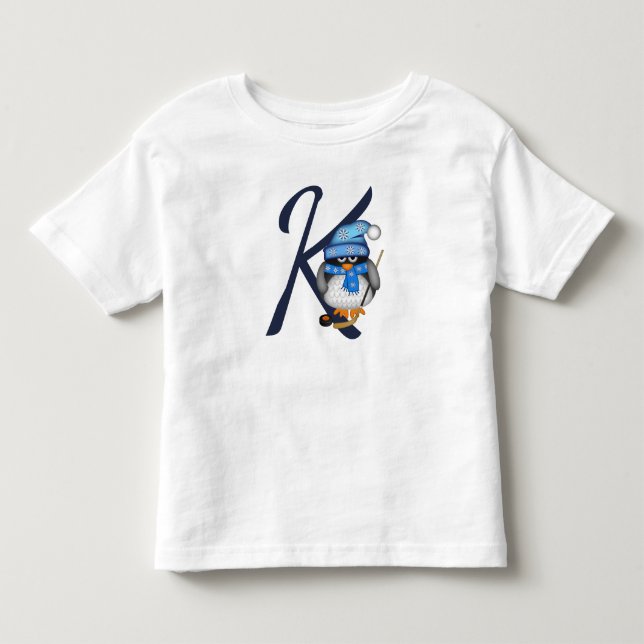 Cute hockey penguin och anpassningsbar t shirt (Framsida)
