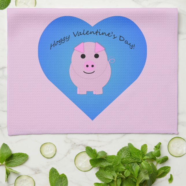 Cute Hoggy Valentindagen Kökshandduk (Vikta)