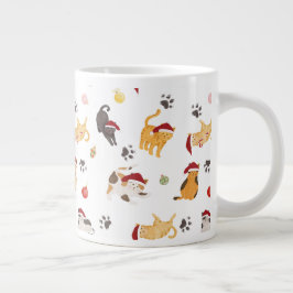 Cute Holiday Cat Pattern Jumbo Mugg