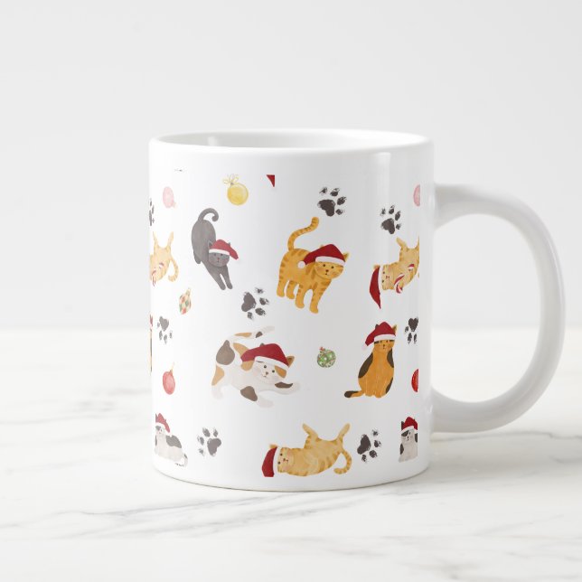 Cute Holiday Cat Pattern Jumbo Mugg (Höger)