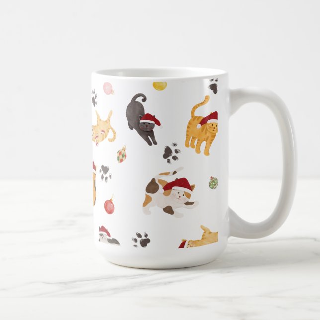 Cute Holiday Cat Pattern Kaffemugg (Höger)