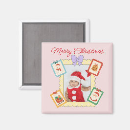 Cute Holiday Collage with Festive Pastel Frames Magnet
