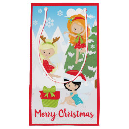 Cute Holiday Fairies with Present & Snowflakes