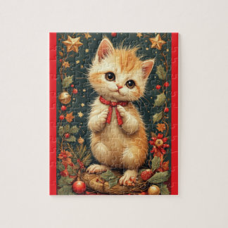 Cute Holiday Kitten  Pussel