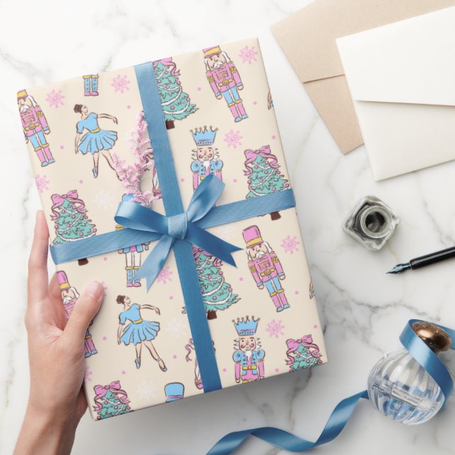 Cute Holiday Nutcracker Ballerina Pattern Presentpapper (Gifting)