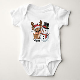 Cute Holiday Reindeer & Snowman T Shirt