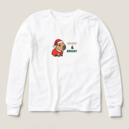 Cute Holiday Shirt with Santa Illustration T Shirt