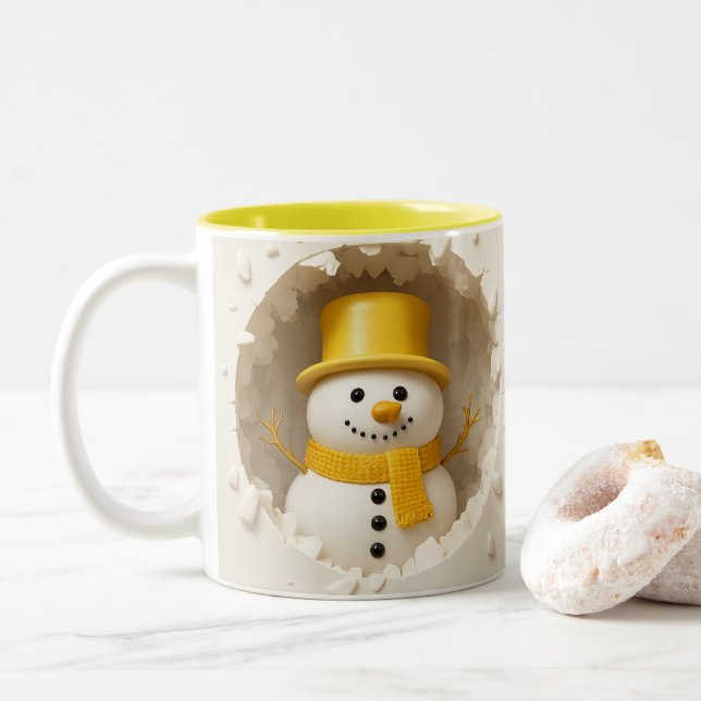 Cute Holiday Snowman Art, Festive Winter  Två-Tonad Mugg (Med munk)