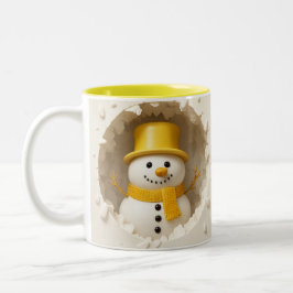 Cute Holiday Snowman Art, Festive Winter  Två-Tonad Mugg