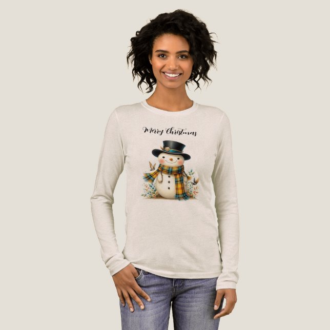 Cute Holiday Snowman T-Shirt (Hel framsida)