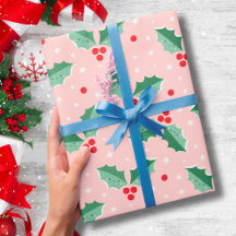 Cute Holly Berries Christmas pink