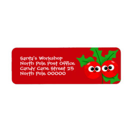 Cute Holly Berry Kids Christmas Address Label Returadress Etikett