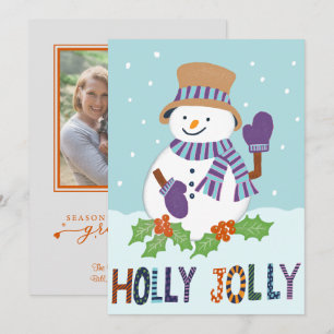 Cute Holly Jolly Snögubbe jul-Helgdag Photo