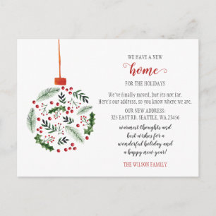 Cute Holly Ornament Weve Flyttat Helgdag Flytta Vykort