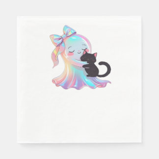 Cute HolograGraph Ghost Hugger Black Cat Mysigt Gi Pappersservett