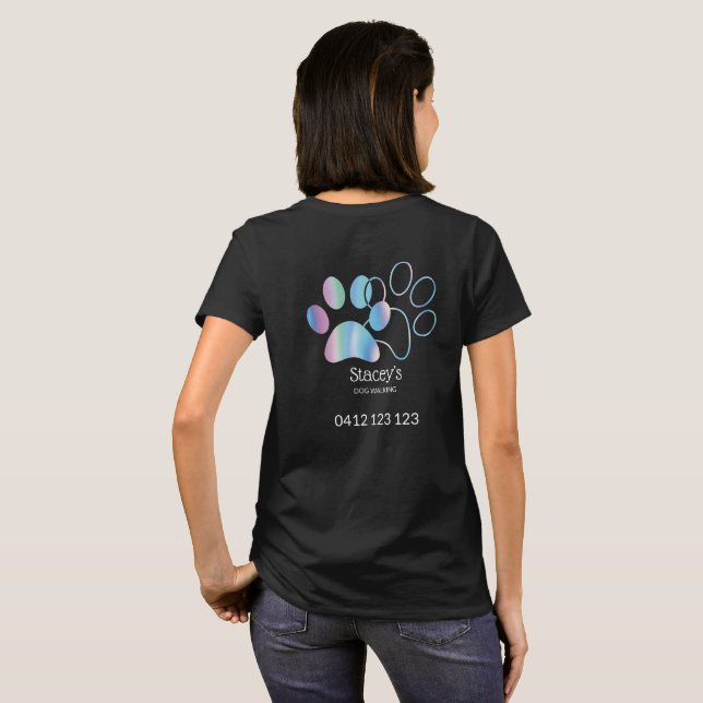 Cute HoloGraph Dog Walker Groomer T Shirt (Hel baksida)