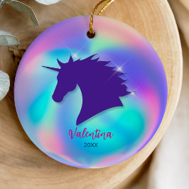 Cute holography unicorn girly helgdag keepsaké julgransprydnad keramik