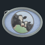 Cute Holstein Calf & Cow Himlar Blue<br><div class="desc">En mor svart Holsteinko underblåser gärna hennes söta baby-kalv. Med en matchande ljusblå mönstrad bakgrund.</div>
