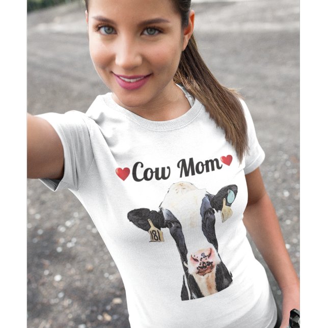 Cute Holstein Cow Heart Mamma Dairy Farm Women T Shirt (Skapare uppladdad)