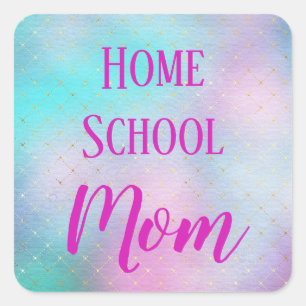 Cute Home School Mamma Ombre Fyrkantigt Klistermärke
