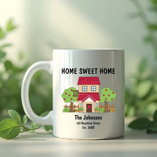 Cute Home Sweet Home Red House Houseuppvärmning Kaffemugg