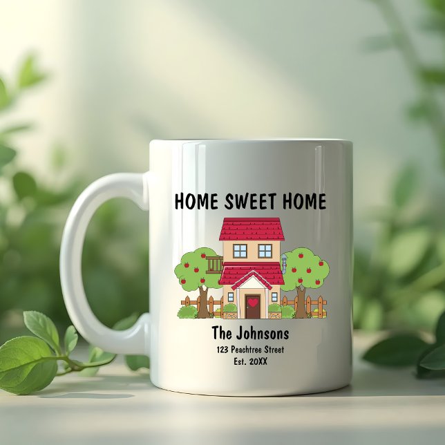 Cute Home Sweet Home Red House Houseuppvärmning Kaffemugg (Skapare uppladdad)