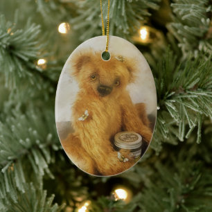 Cute Honey Bear Teddy Personlig Julgransprydnad Keramik