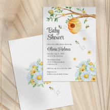 Cute honey Bee and Chamomille Baby Shower